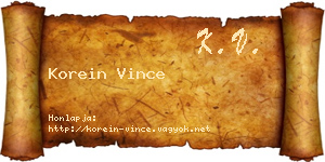 Korein Vince névjegykártya